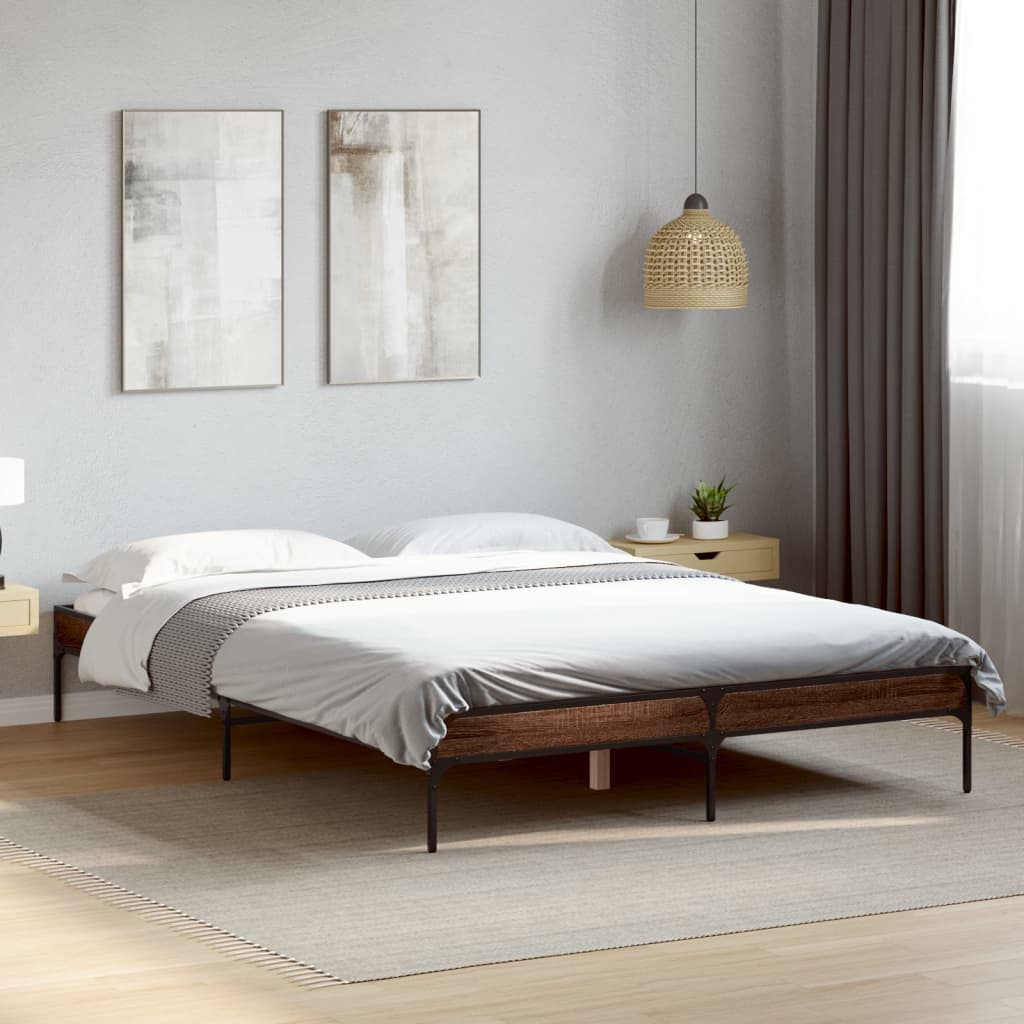 Bed Frame without Mattress Brown Oak 135x190 cm Double